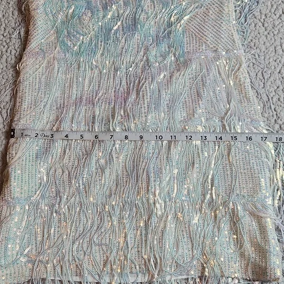 Elegant White Fringe Mini Dress - Picture 13 of 16